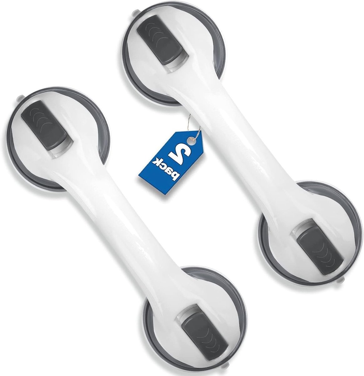 Veilige Douchehandgrepen Set van 2 - 30 cm Antislip Steunstangen voor Badkamer met Sterke Zuignap Grip en Badveiligheid