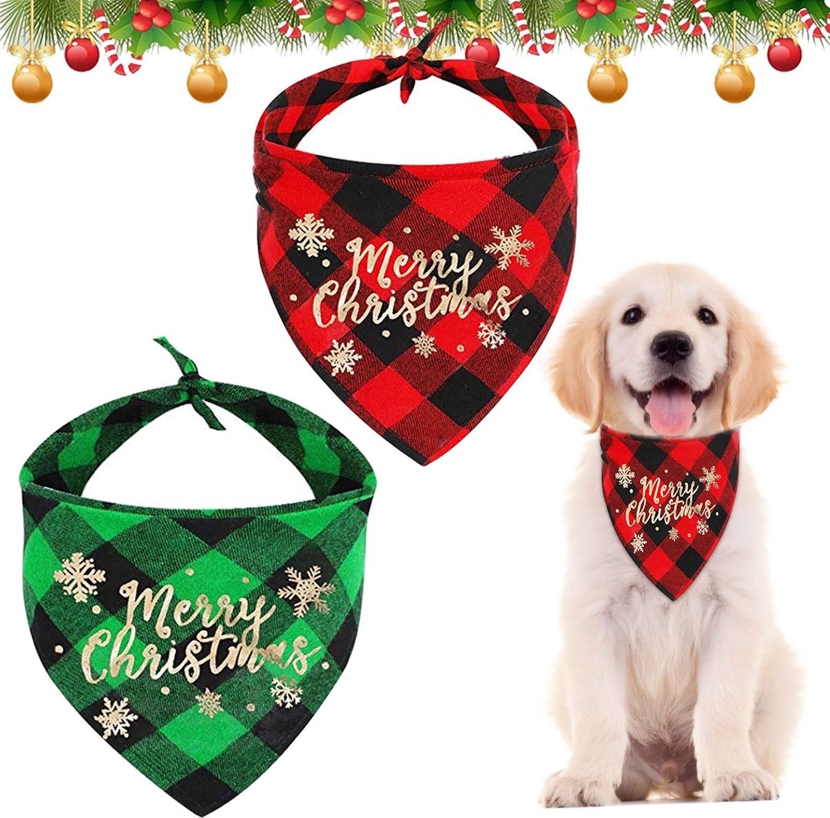 Dailygoods - Dailygoody - Hondenhalsdoek Kerstmis - Hondenkostuum - Leuk en stijlvol - Wit - Hondenaccessoires - Perfect voor de feestdagen - Geschikt voor honden .