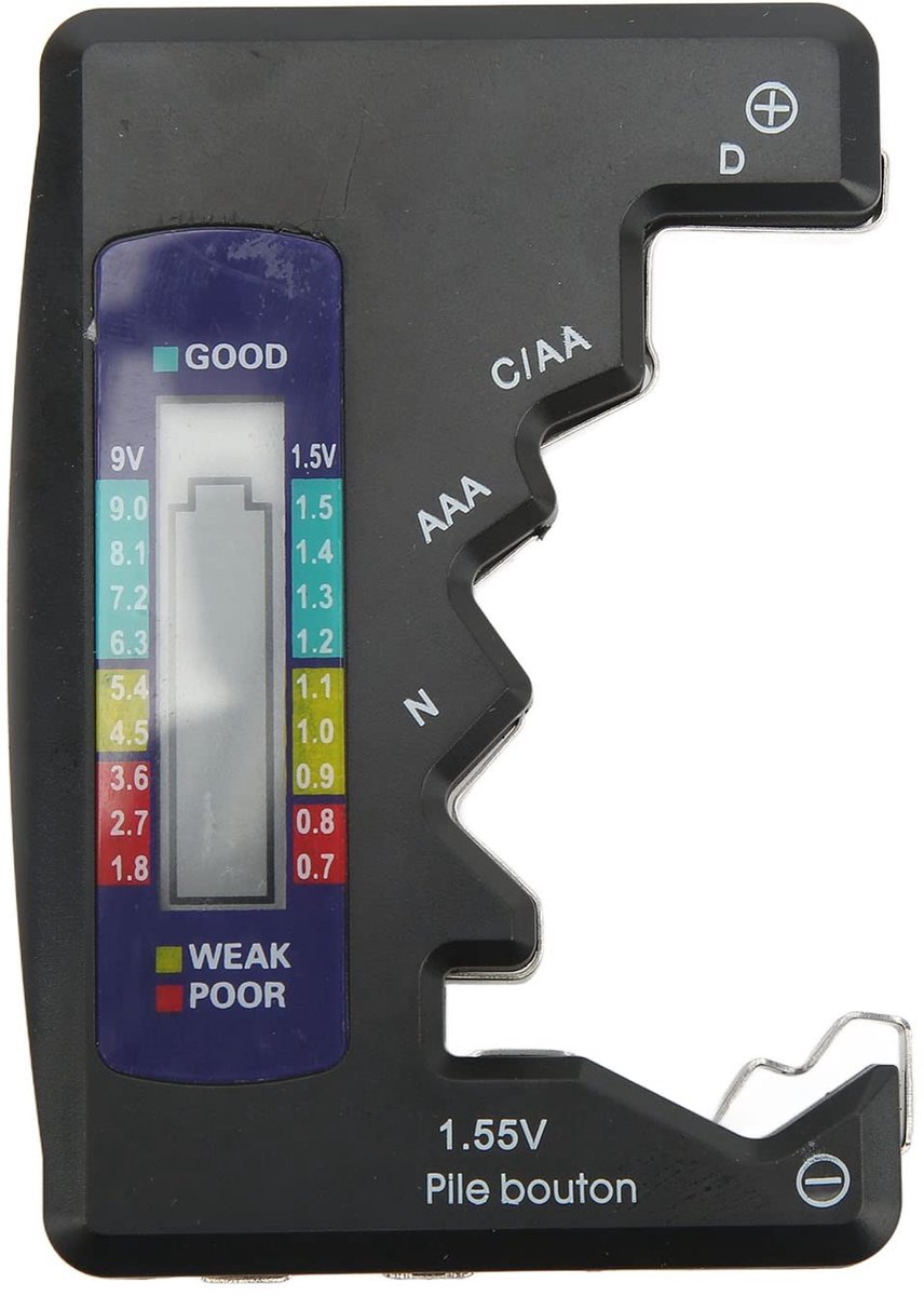 Dailygoods - Dailygoody - Batterijtester - Digitale Batterij Controleur - LCD Vertoning - Universeel Formaat - Knoopcelanalysator - Geschikt voor D C N AA 9V 1...