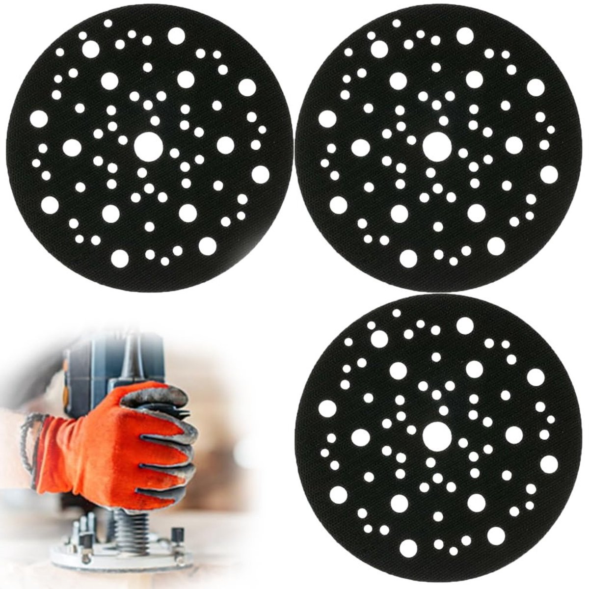 Set van 3 Beschermende Pads met een Diameter van 150 mm en 70 Gaten, Ideaal voor Excentrisch Schuren en Schuurmachines, Duurzame Beschermmat voor Schuurwielen