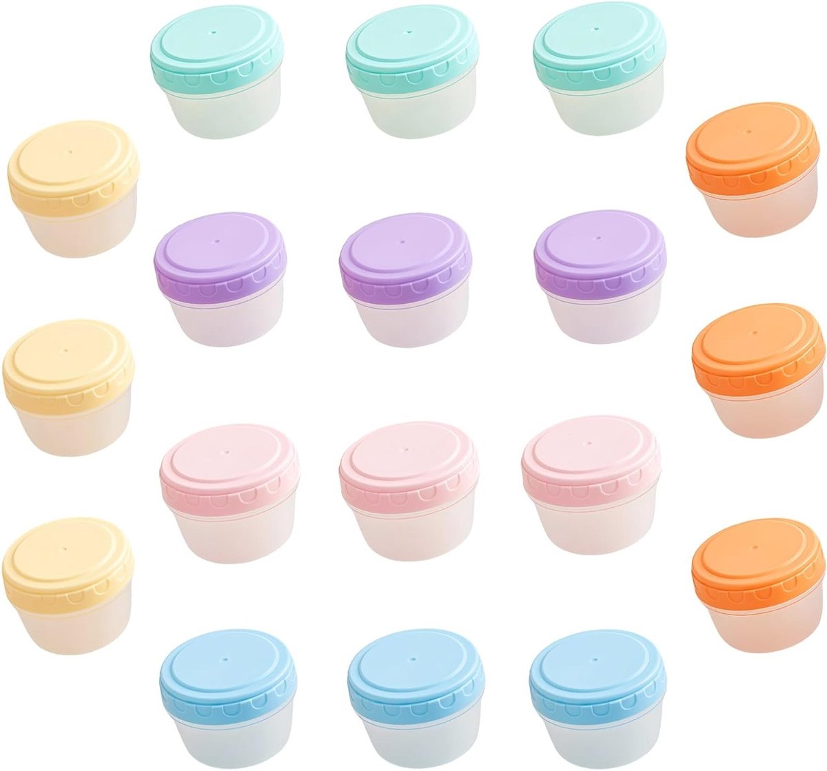 Set van 18 Kleine Vriezerdozen 78ml met Deksel, Lekvrije Opslagdozen voor Voedsel, Herbruikbare en Stapelbare Plastic Lunchboxen zonder BPA