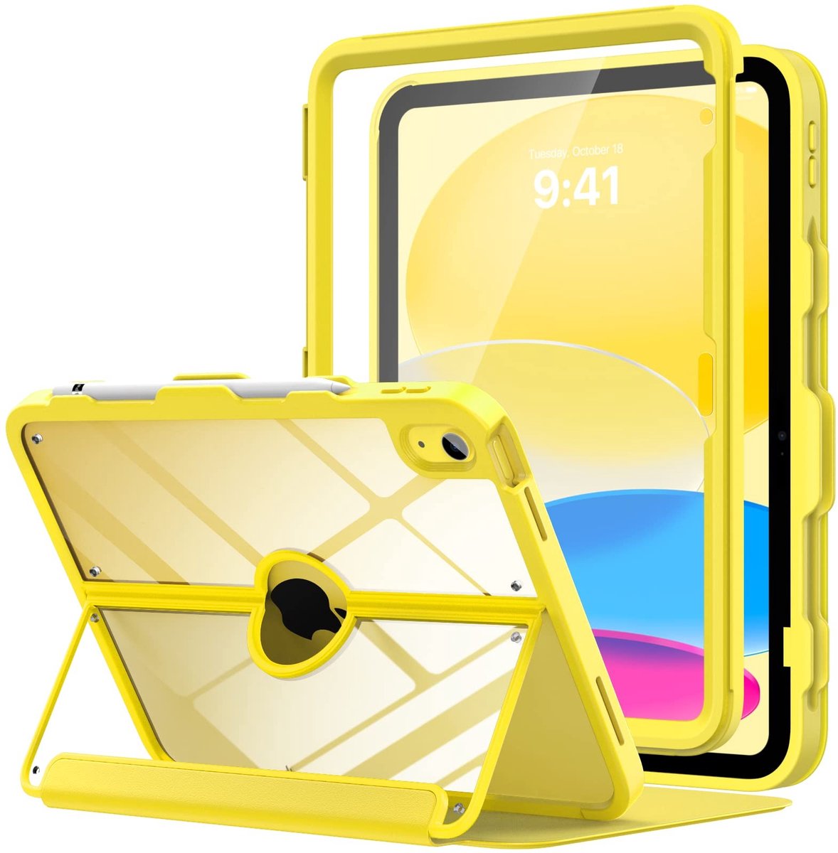Dailygoody - iPad 10e generatie hoesje - Hoes met potloodhouder - Ingebouwde schermbeschermer - 10,9 inch - Vlekbestendig - Geschikt voor iPad 10e gen...
