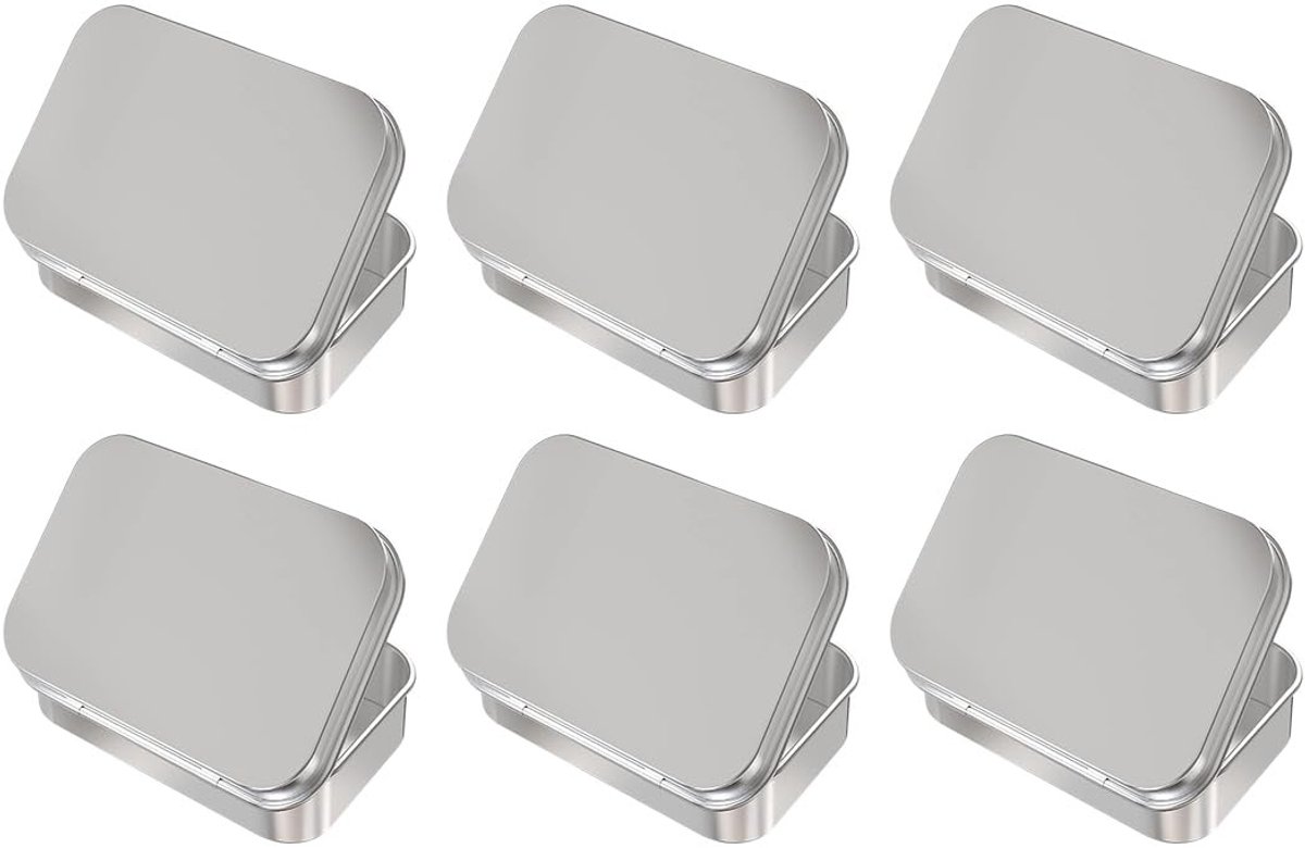 Dailygoods - Dailygoody - 6 Stuks Roestvrij Metalen Blikjes - Compacte containers voor onderweg - Meerkleurig - Duurzame kwaliteit - Voor cosmetica en make-up - Ge