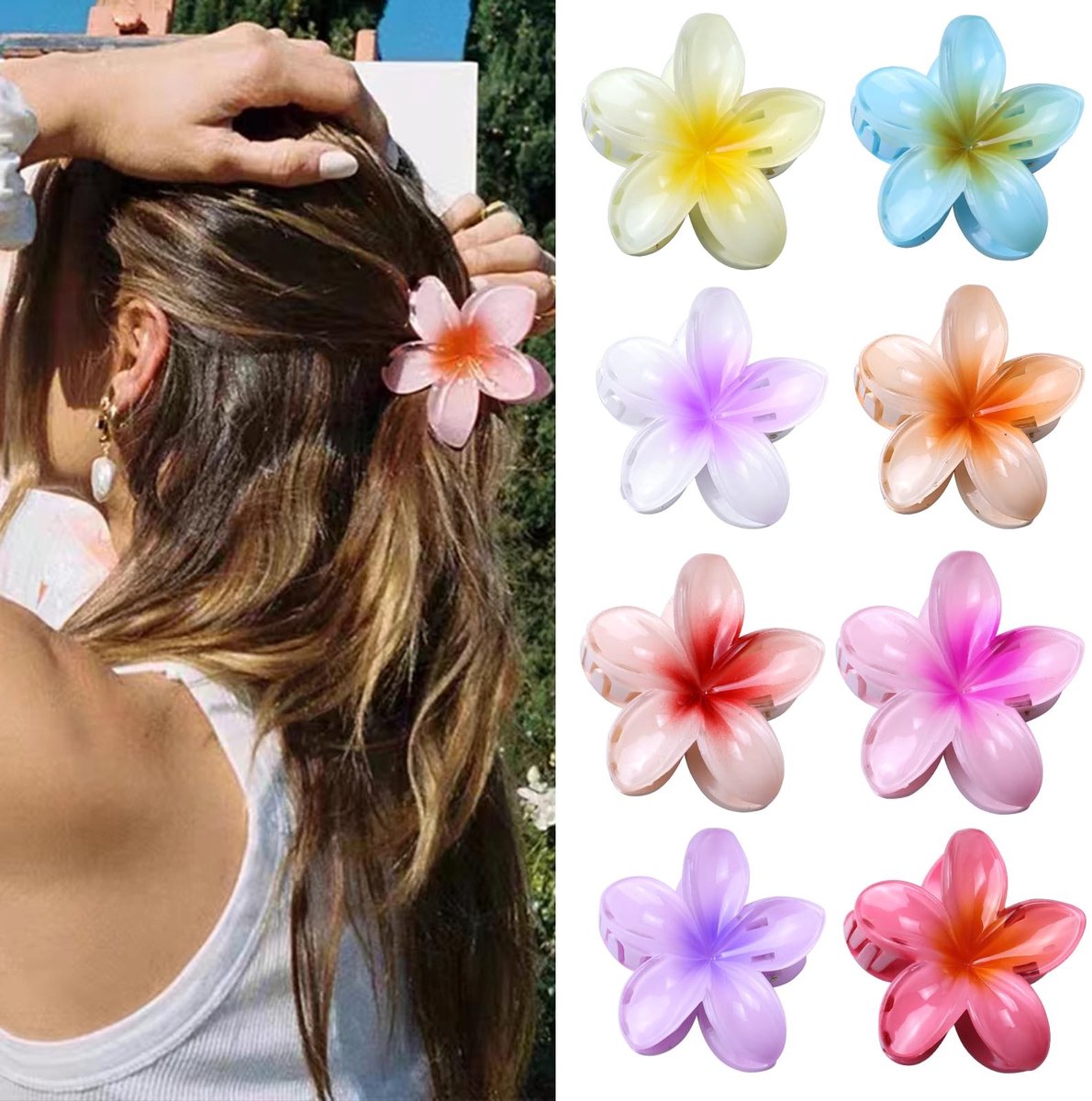 Dailygoods - Dailygoody - Flower Haarclip - Elegante Haaraccessoires - Antislip - 8 Stuks - Voor Vrouwen en Meisjes - Mooi en Praktisch