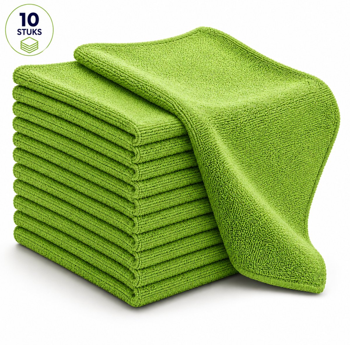 NaturaSterk Schoonmaakdoekjes Microvezeldoekjes – 15 Stuks – Groen – 40 x 40 cm – 340 g/m² – Wasbare Herbruikbare Poetsdoeken voor Keuken Badkamer Glas Kantoor Horeca Auto