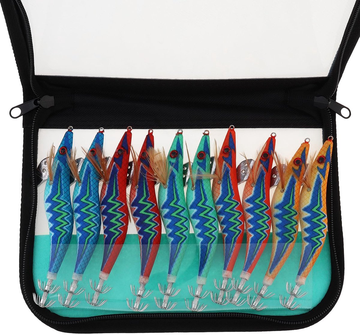 Dailygoods - Dailygoody - Lichtgevende Visaas Squid Jig Hooks - Harde Vissen Lokken - Set van 10 - Aantrekkelijke Kleuren - Voor Garnalen en Octopus Vissen - Gesch..