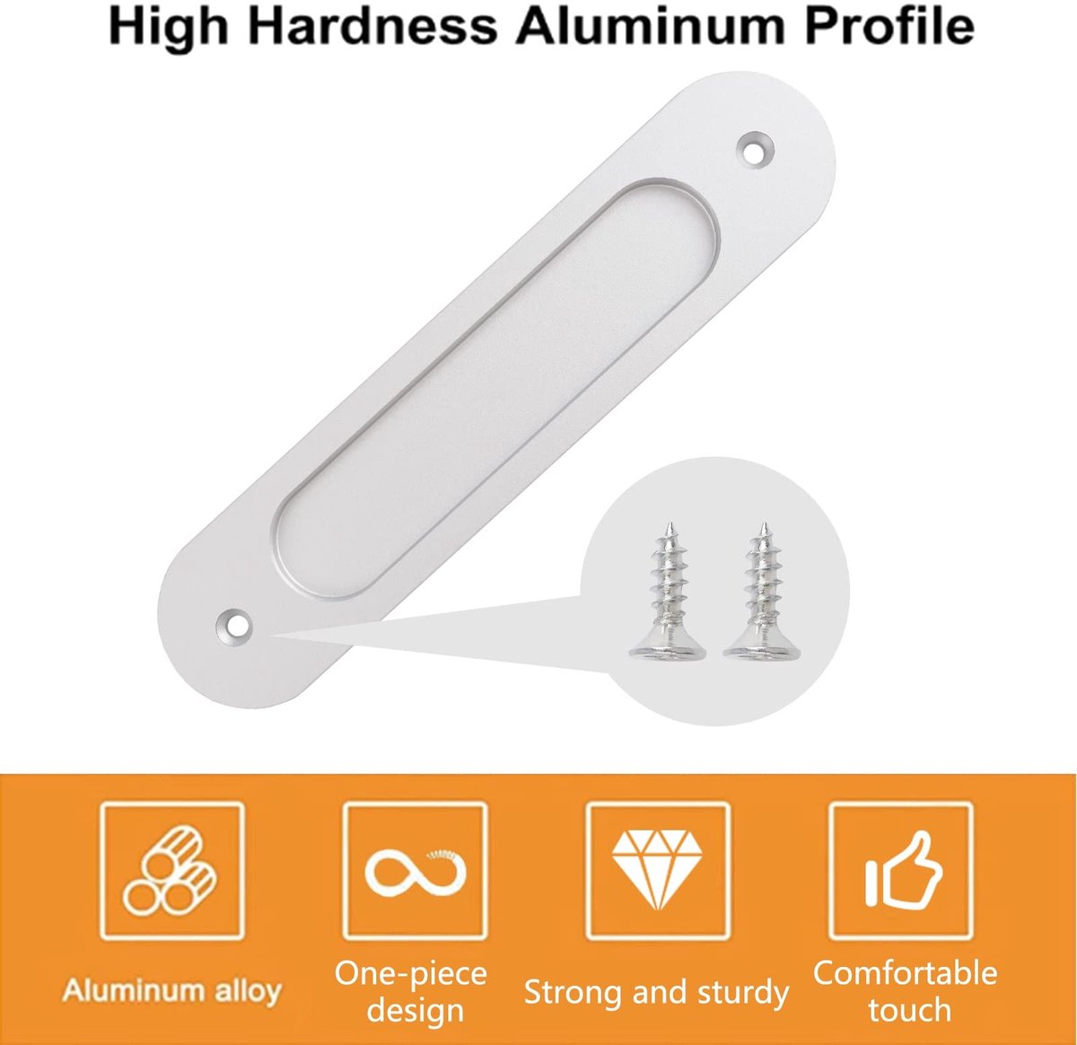 Dailygoods - Dailygoody - Ovale Inbouw Schuifdeur Trekken - Aluminium Kastdeur Handgrepen - Zilver - Vinger Trekt voor Schuifdeuren - Geschikt voor Schuurdeuren - .