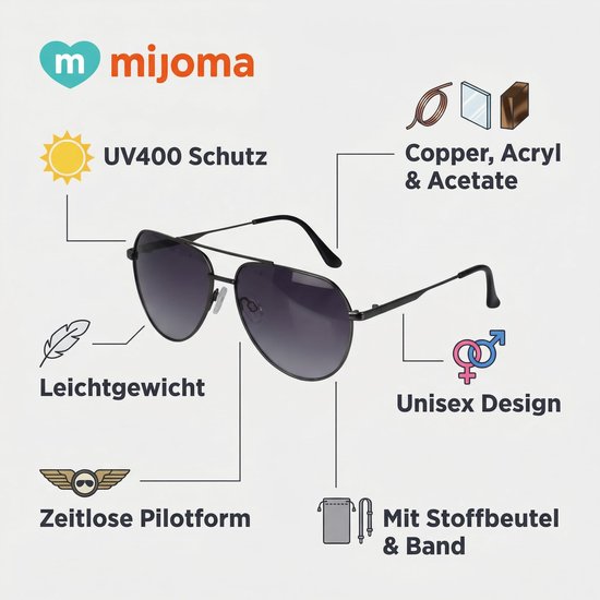 Dailygoods - Unisex Pilotvorm Zonnebril met Metalen Frame en Getinte Glazen van Dailygoods — afbeelding 5
