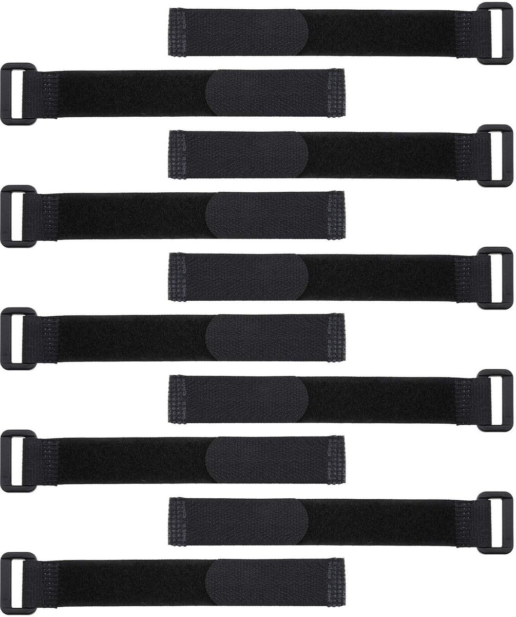 Dailygoods - Dailygoody - Batterijriemen - Zelfklevend - Antislip - Zwart - Klittenband - 10 stuks - Geschikt voor Drones en RC voertuigen