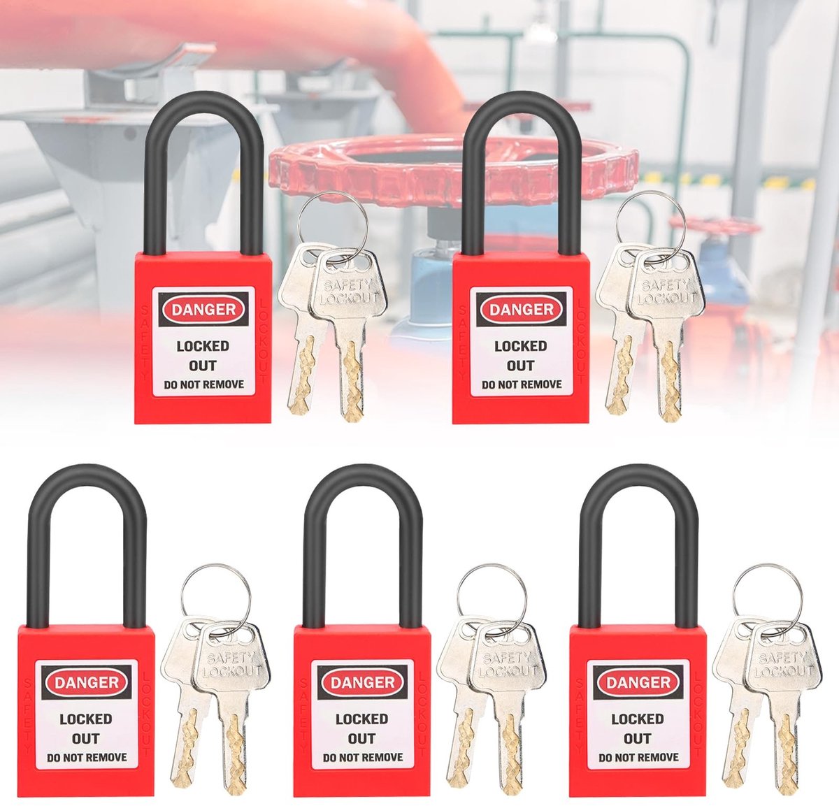 Dailygoods - Set van 5 Industriële Hangsloten met Sleutels