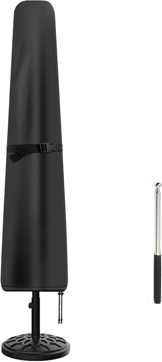 SNQ Parasolhoes – Waterdichte beschermhoes – Geschikt voor parasols van 270 cm – Met telescopische stok – Oxford-stof – UV-bestendig, winddicht, waterafstotend – Voor zweefparasols – Geschikt voor markt- en terrasparasols – Zwart
