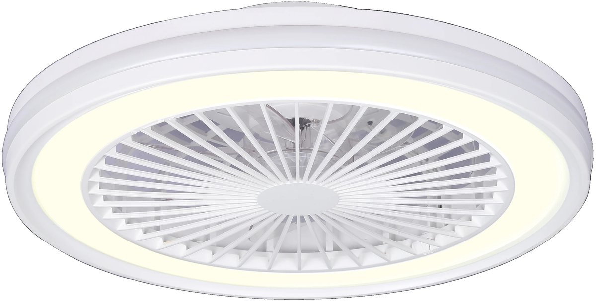Epochglo 60W LED Plafondlampen met Ventilator Ø47cm - Plafondventilator met Verlichting en Afstandsbediening - Stille Gelijkstroommotor - RGBW Dimbaar 2700-6500K - 6 Snelheden & Timer - Wit - voor Slaapkamer, Woonkamer en Kinderkamer