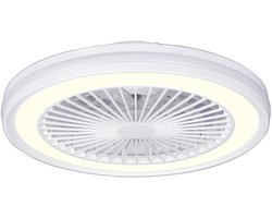 Epochglo 60W LED Plafondlampen met Ventilator Ø47cm - Plafondventilator met Verlichting en Afstandsbediening - Stille Gelijkstroommotor - RGBW Dimbaar 2700-6500K - 6 Snelheden & Timer - Wit - voor Slaapkamer, Woonkamer en Kinderkamer