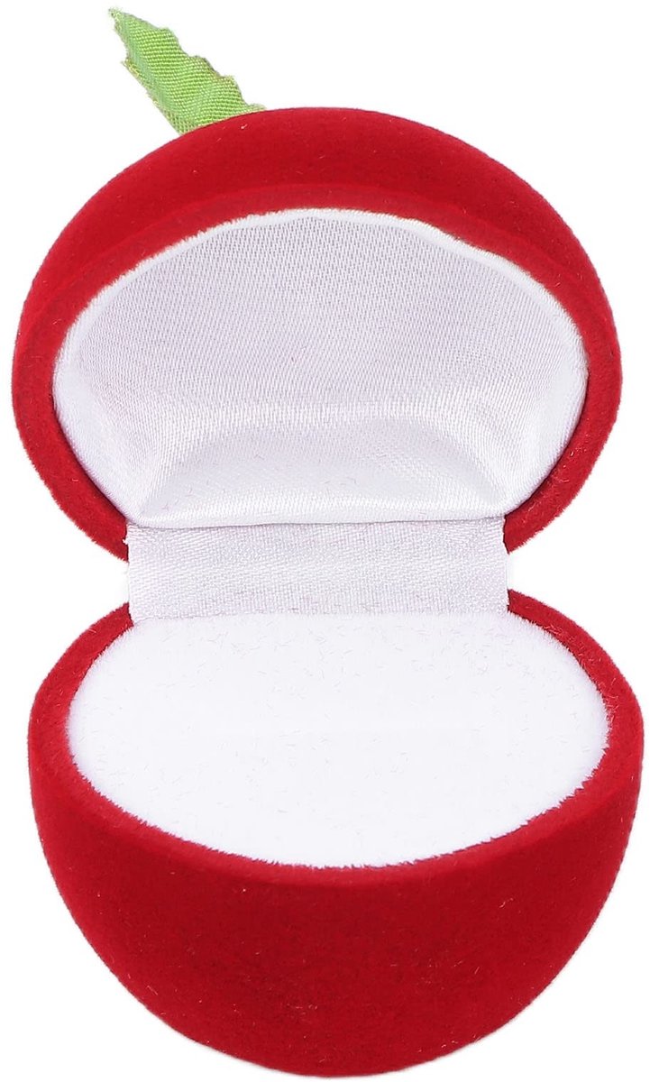 Dailygoods - Dailygoody - Ring-opbergdoos - Trouwringbox - Schattig ontwerp - Rode appelvorm - Sieradenopslag - Perfect voor Valentijnsdag - Compact formaat