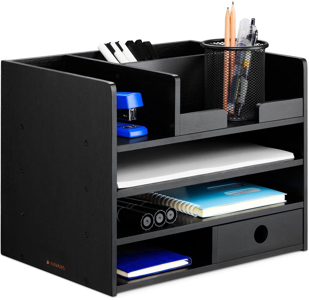 Dailygoods - Bamboe Bureau Organizer met Lade voor Kantoorartikelen