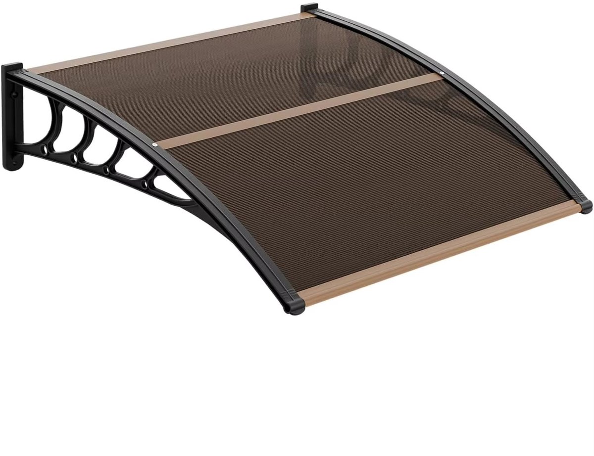 Golaro Voordeurluifel - Deurluifel Polycarbonaat - UV-gecoat & Weerbestendig - Aluminium Zwarte Frame - 120 x 80 cm - Getint