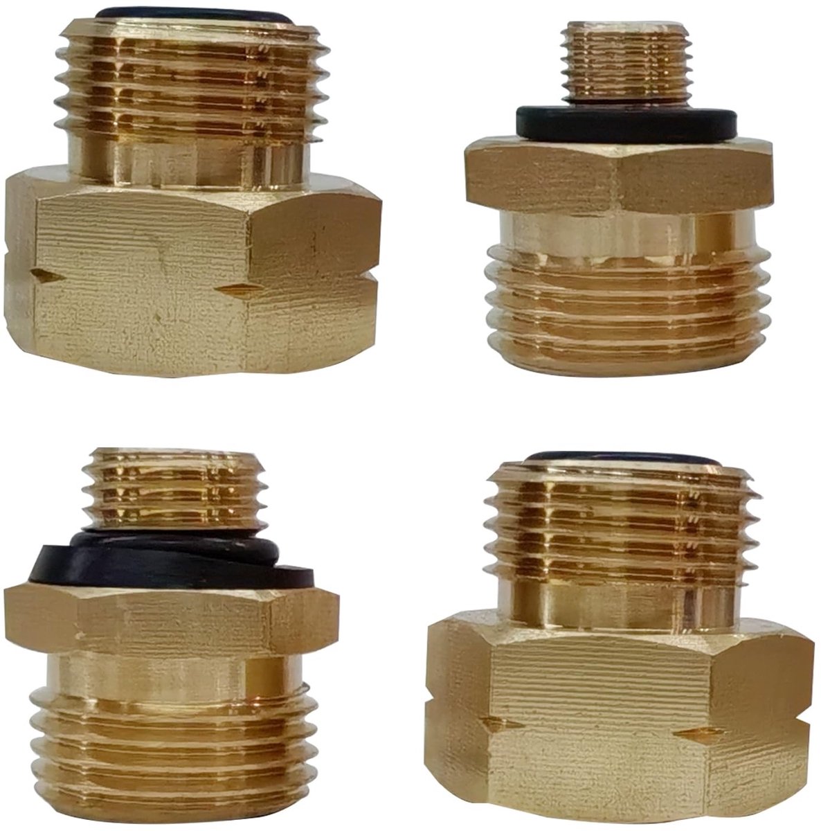 Dailygoods - Dailygoody - 4-delig gasfles adapterset - Euro gasadapter - Vullen Duitse gasflessen in het buitenland - Messing gasadapter - Voor buitengebruik - Ges