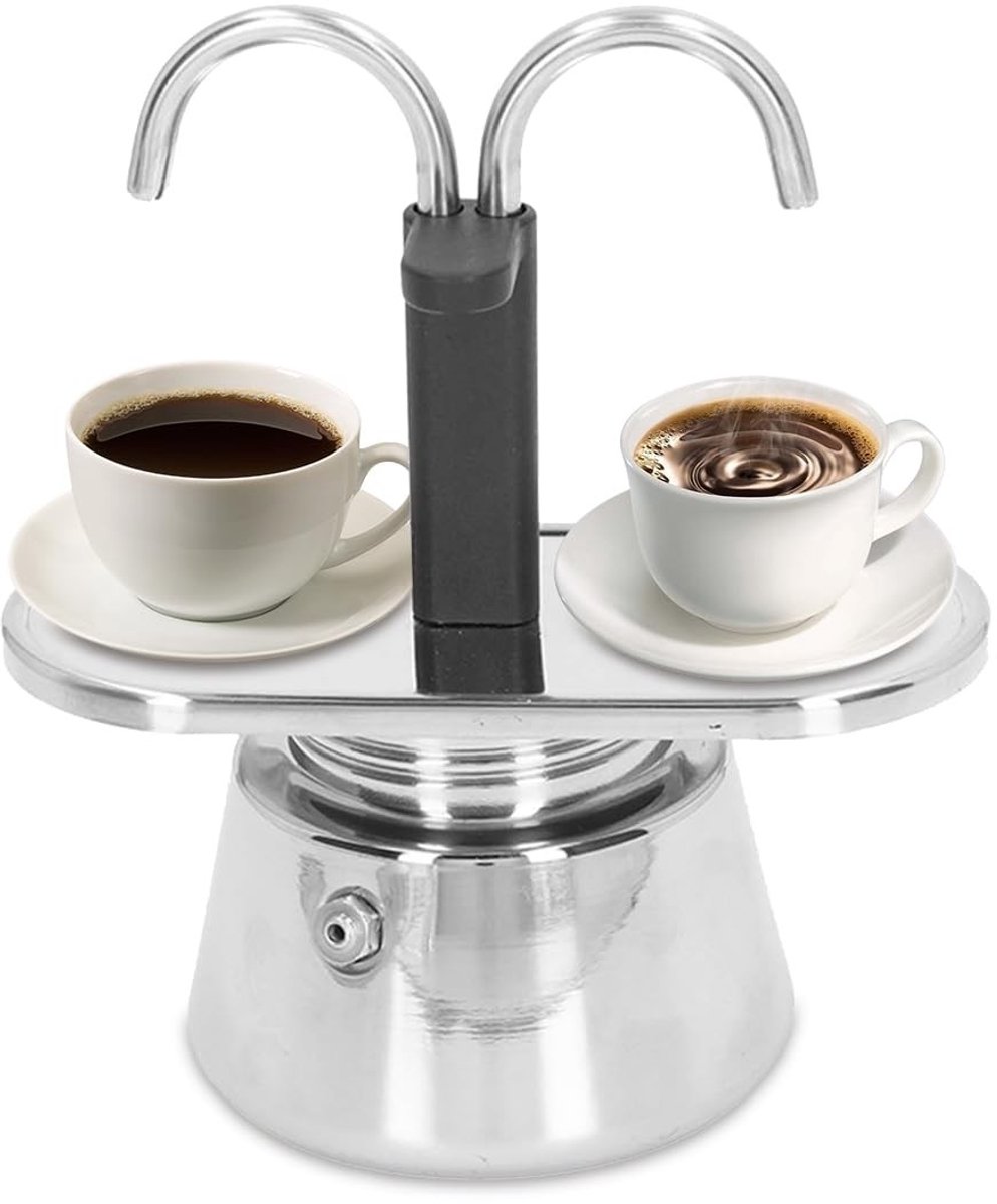 Dailygoods - Dailygoody - Moka Pot - Koffiezetapparaat - Duurzaam Roestvrijstaal - Zilver - Antisliphandgreep - Ideaal voor Mokkakoffie - 100 Milliliter