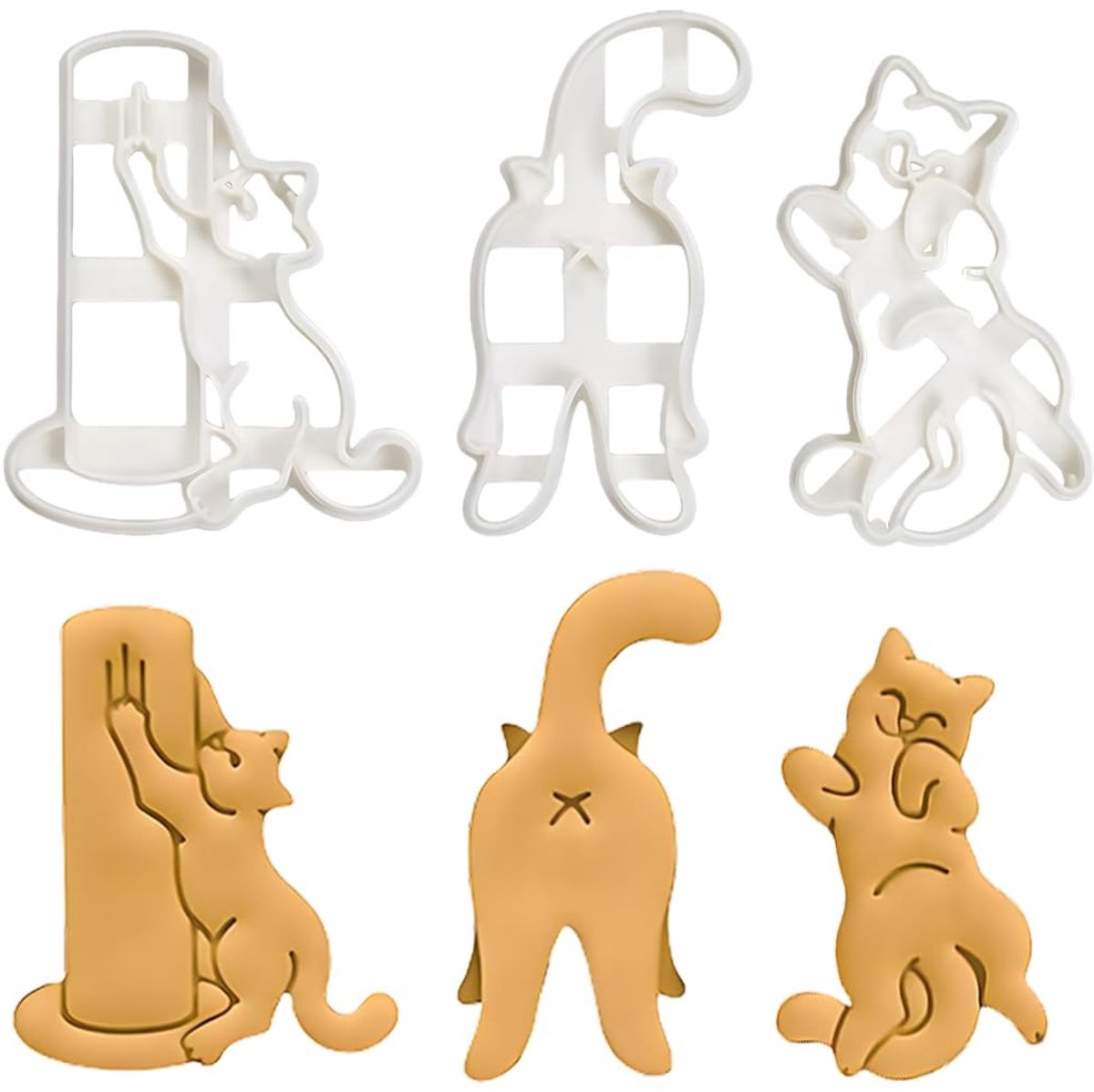 Dailygoods - Dailygoody - Uitsteekvormen voor koekjes - Kat 3D - Vaatwasmachinebestendig - Kunststof - Mini-vormen voor koekjes - Geschikt voor Bakliefhebbers - 3D