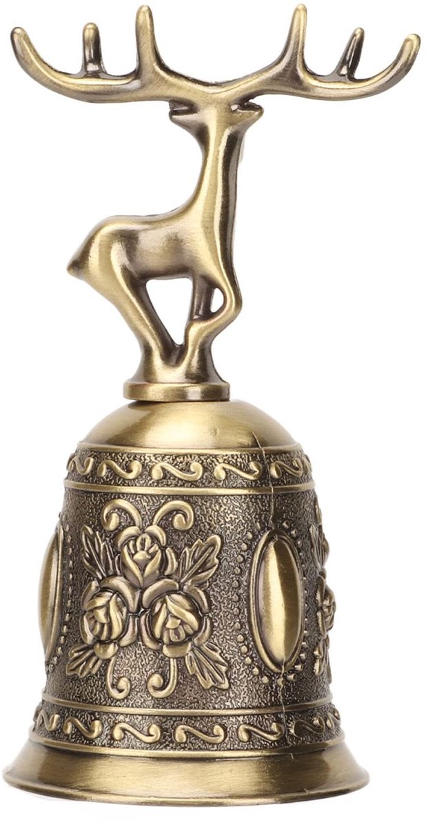 Dailygoods - Dailygoody - Vintage Metalen Herten Handbel - Bronzen Trouwbel - Duurzaam en