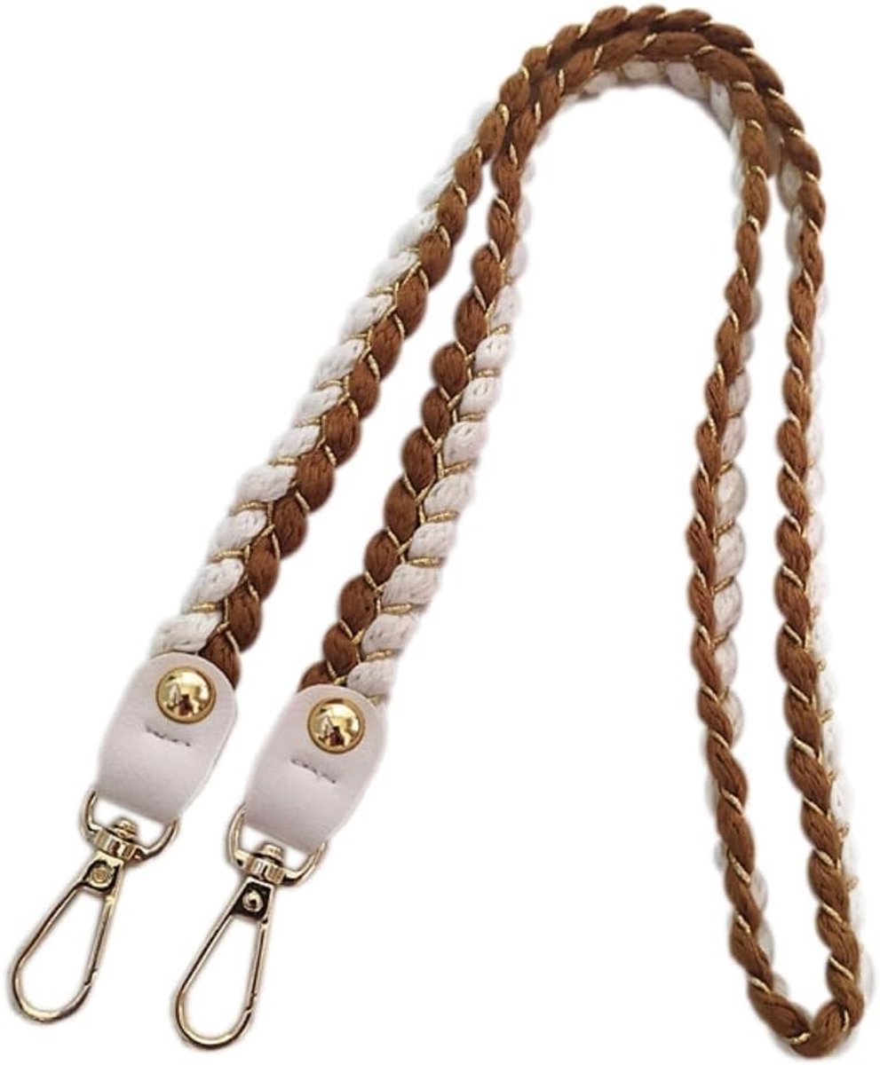 Katoenen Schoudertas met Koord en Ketting, 120 cm Lange Handtas, Vervangende Ketting voor Handtas, Ideaal voor Telefoon en Dagelijks Gebruik