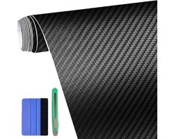 3D Zwarte Zelfklevende Carwrap van Koolstoffolie 150 x 30 cm voor Auto Bescherming en Styling