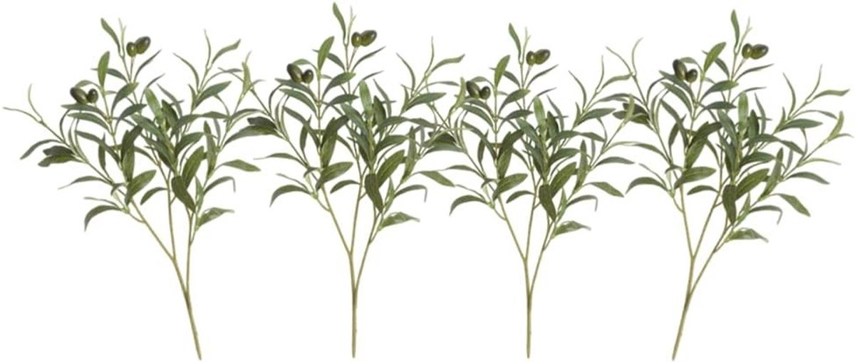 SnelShoppen - 4 Stuks Kunststof Olijftakken 19 Inch Faux Olijf Takken met Bladeren en Fruit voor Huisdecoratie, Bruiloften, Feesten en Vaas Bloemstukk