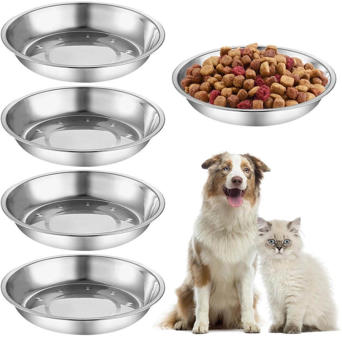 Dailygoods - Set van 5 Roestvrijstalen Kattenbakken voor Kleine Huisdieren