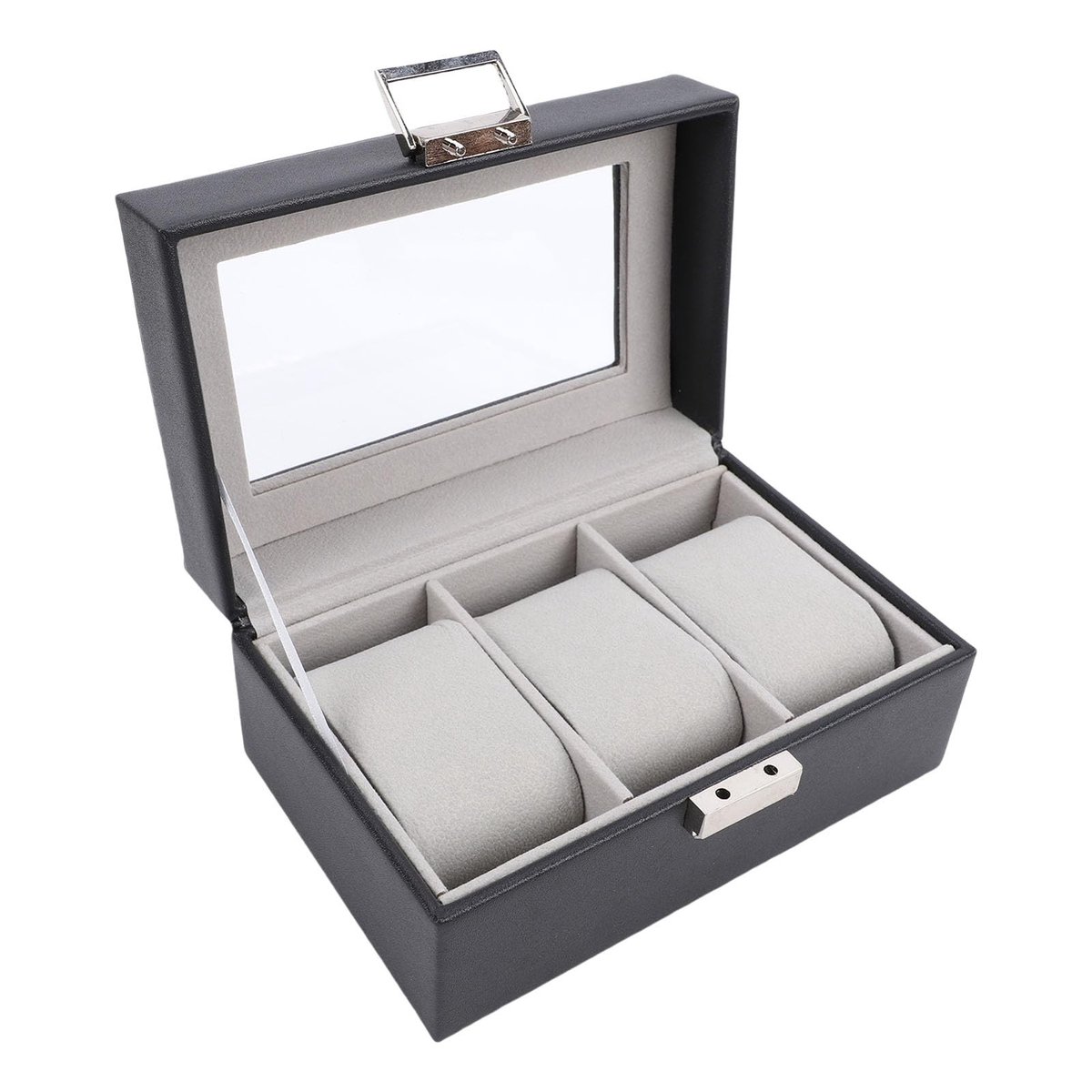 Dailygoods - Horlogedoos met 3 Sleuven en Glazen Deksel