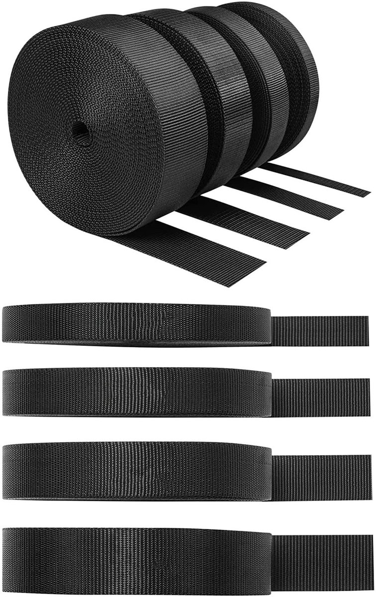 Dailygoody - Nylon gordel - Zware kwaliteit - Zwart - 10 meter - Veelzijdig voor doe-het-zelvers - Ideaal voor bagageriem en huisdierhalsband