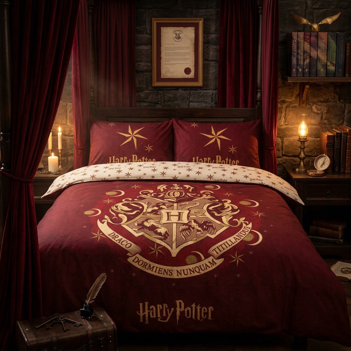 Harry Potter Dekbedovertrek Hogwarts - Lits Jumeaux - 240 x 220 cm - Polyester