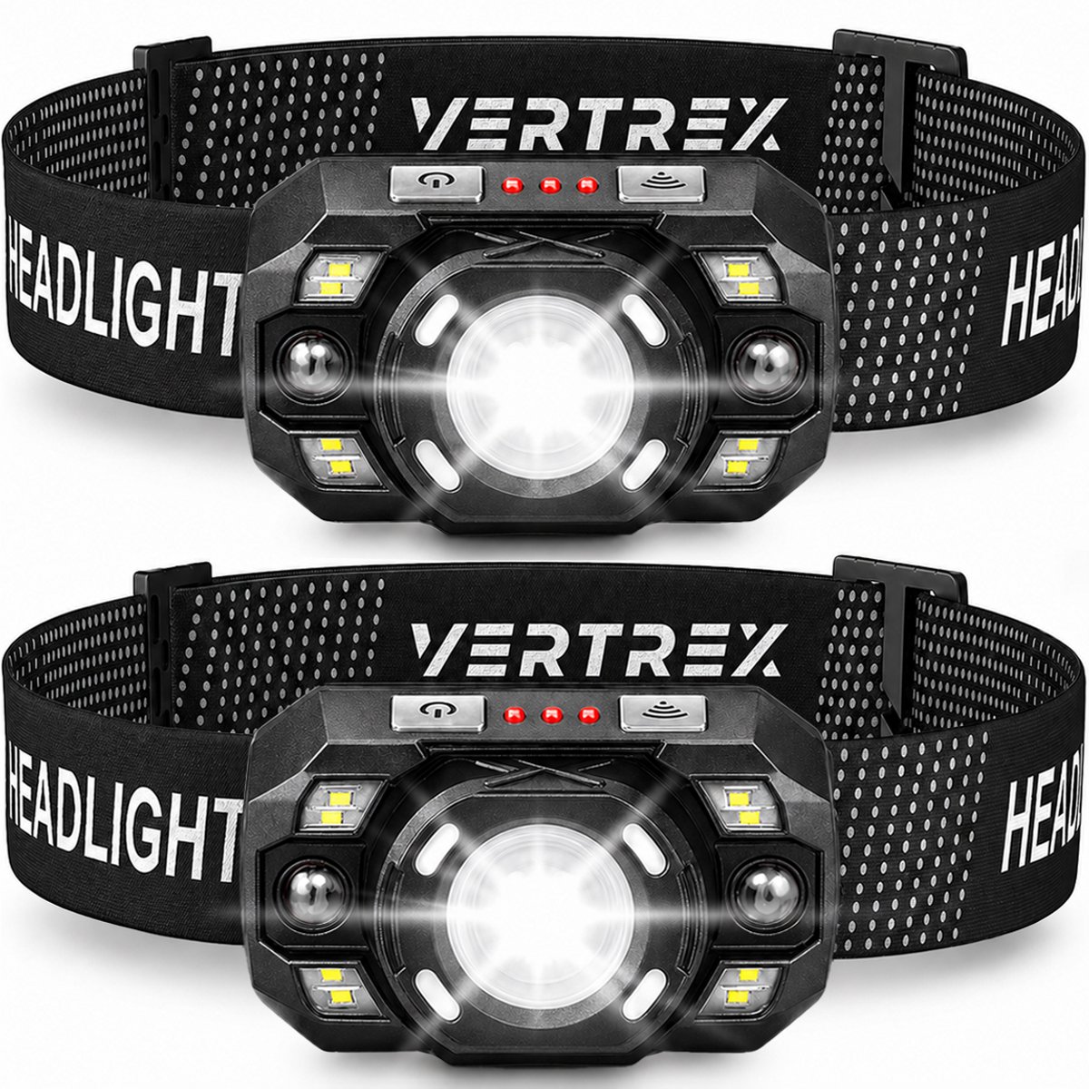 Vertrex Hoofdlamp LED Oplaadbaar - Instelbare Lichtbundel - Hoofdlampje - Hoofdlampen - Hardloop Licht - Hoofdzaklamp - USB-C – IPX5