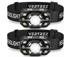 Vertrex Hoofdlamp LED Oplaadbaar - Instelbare Lichtbundel - Hoofdlampje - Hoofdlampen - Hardloop Licht - Hoofdzaklamp - USB-C – IPX5