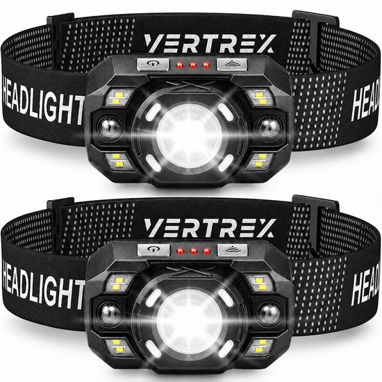 Vertrex Hoofdlamp LED Oplaadbaar - Instelbare Lichtbundel - Hoofdlampje - Hoofdlampen - Hardloop Licht - Hoofdzaklamp - USB-C – IPX5