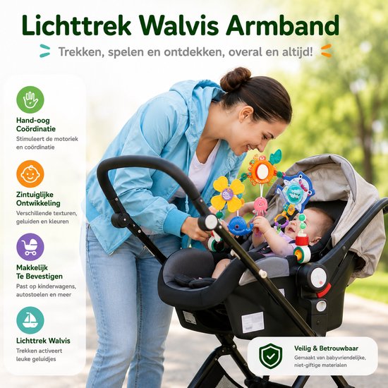 BOTC Speelboog Baby - Wagenspanner met Hangend Speelgoed - Voor Kinderwagen, Autostoeltje, Wieg & Ledikant - Baby Speelgoed - Kleurrijk - Zeedieren — afbeelding 3