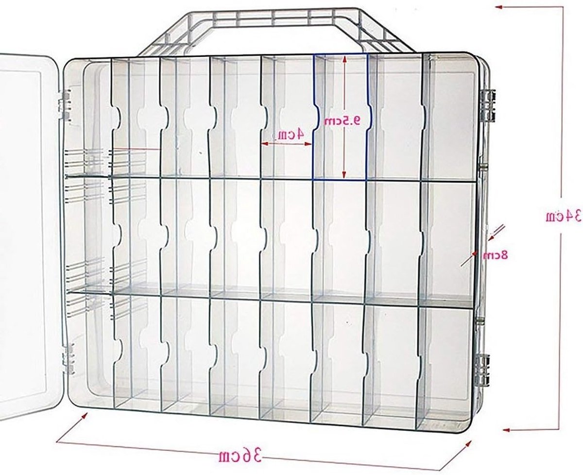 Universele 48 Grid Nagellak Organizer met Dubbele Zijkant - Transparante Opslaghouder voor Cosmetica, 34x36x7.5cm, Perfect voor Nagelproducten en Make-up Accessoires