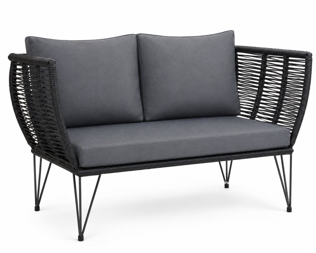 Jurrys Tuinbank - Buitenbank - Tuinset - Sofa - Comfortabel - Weerbestendig - Inclusief kussens - Rotan - 123x67x72cm