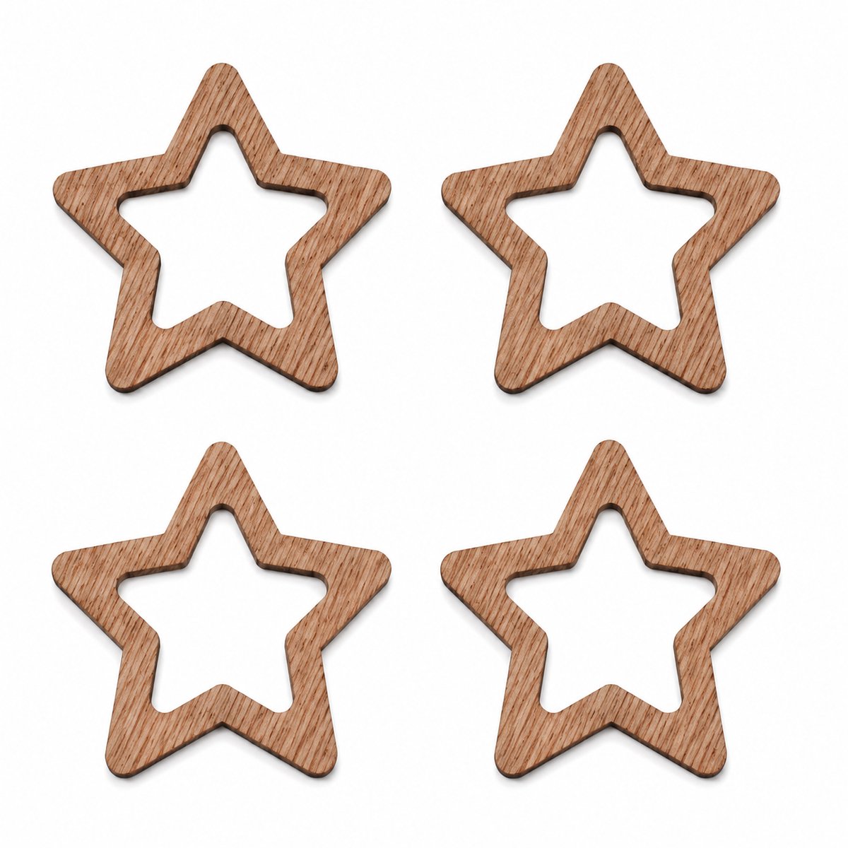 Houten kerstversiering - Wooden Christmas decoration | Servetringen sterren 7 x 7cm Napkin rings stars (4 st) | Donker hout - Dark wood | Tafelaccessoires - Table accessories - Diner Accessoires - Tafel Decoratie - Kerstmis