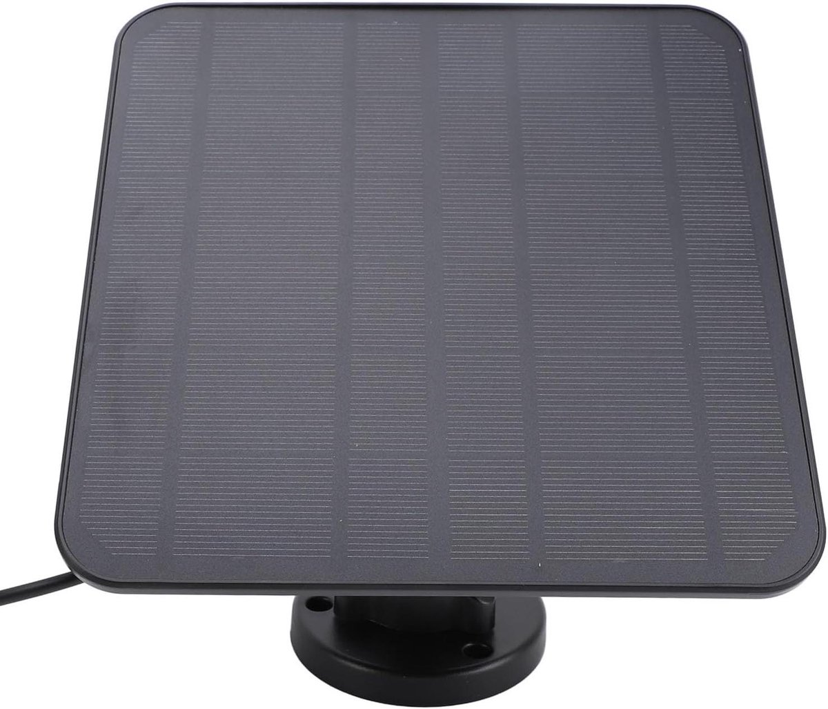 Zonnepaneel Camera - Externe Lader - Continue Stroom - 360 Graden Beugel - 5 Watt - Zwart