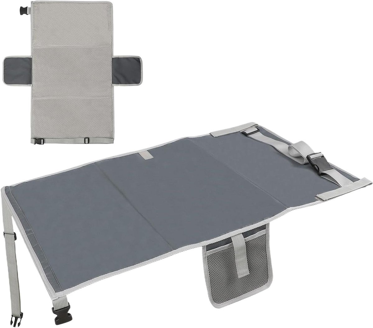 Vliegtuigbed voor peuters - Reishangmat kinderen - Comfortabel reizen - Opvouwbaar en lichtgewicht - 76 x 445 cm - Grijs