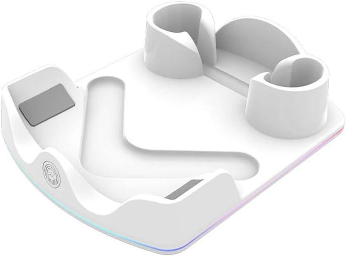 Oplaadstation Headset - Display Stand - Apparaten Opladen - RGB Sfeerverlichting - 21.9 cm - Wit