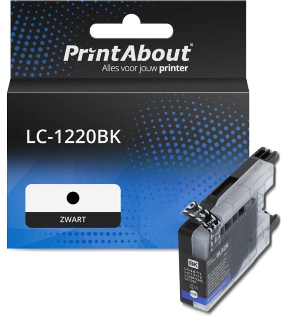 PrintAbout huismerk Inktcartridge LC-1220BK Zwart geschikt voor Brother