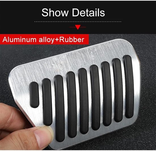 Pedaalhoezen Set - Auto Accessoires - Verbeter Rijervaring - Antislip Aluminium - Specifieke Modellen - Zilver — afbeelding 3