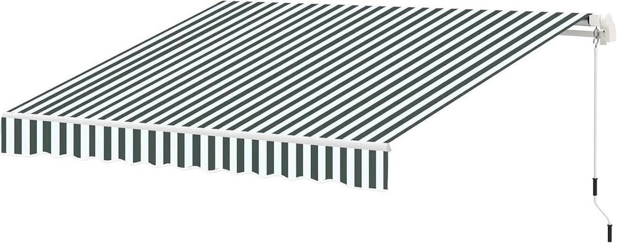 Intrekbare Luifel - Terras Zonnescherm - Buiten Leven - Handmatige Bediening - 200 x 180 cm - Groen Gestreept