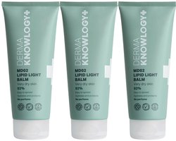 DermaKnowlogy+ - MD02 Lipid Light Balm - 3 x 200 ml - Beschermende Vetcrème voor Droge, Gevoelige en Kwetsbare Huid