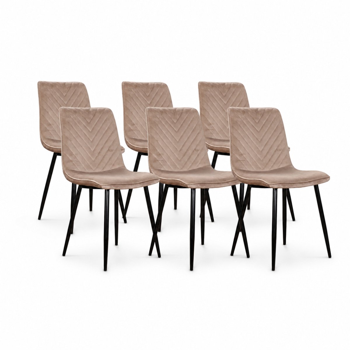 DS4U® - Gaby eetkamerstoel - Set van 6 - Champagne - Velvet