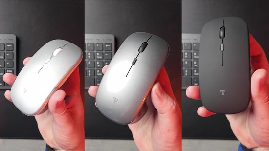 Trendfield Draadloze Muis - Oplaadbare Computermuis - Bluetooth - Ergonomische Muis met Stille Klik - Geschikt voor alle Laptops - Zilver