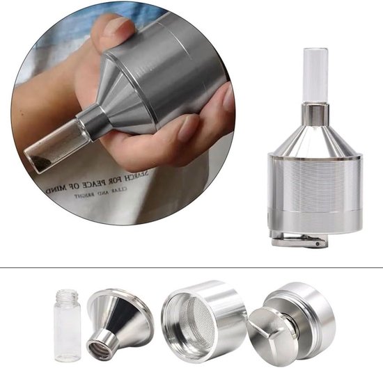 Handmatige Metalen Molen met Glazen Fles en Trechter, Ideaal voor Koken en Kruidenslijpen, Geschikt voor Grove Poeders — afbeelding 2