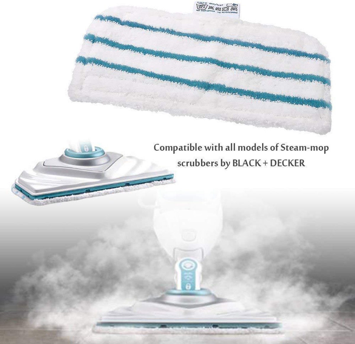 4 stuks wasbare microvezelpads - geschikt voor Black Decker Steam Mop, FSM1500, FSM1600, FSM1610, FSM1620, FSM1630, FSMH162,Dweil Pad wasbaar vloer reiniger mop stoom - Vervangt FSMP2 – foto 7