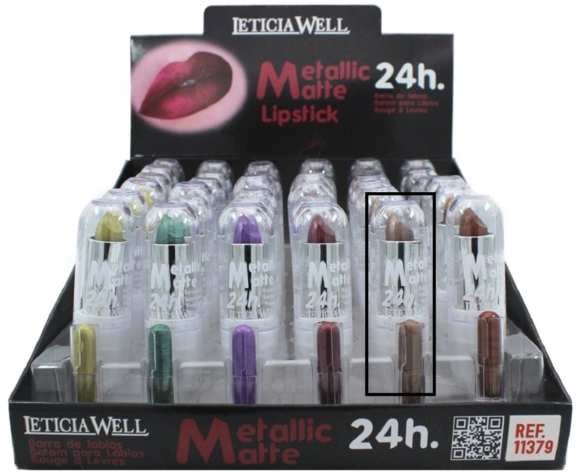 Leticia Well - Metallic Matte Lipstick / Lippenstift - Koel Bruin - Nummer 31 - 1 Stuks met 3,8 gram inhoud
